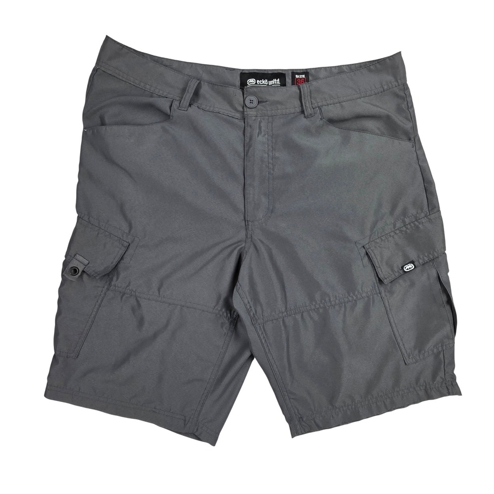 Ecko Unltd Mens Cargo Shorts Gray Size 36 Utility Streetwear Polyester Casual